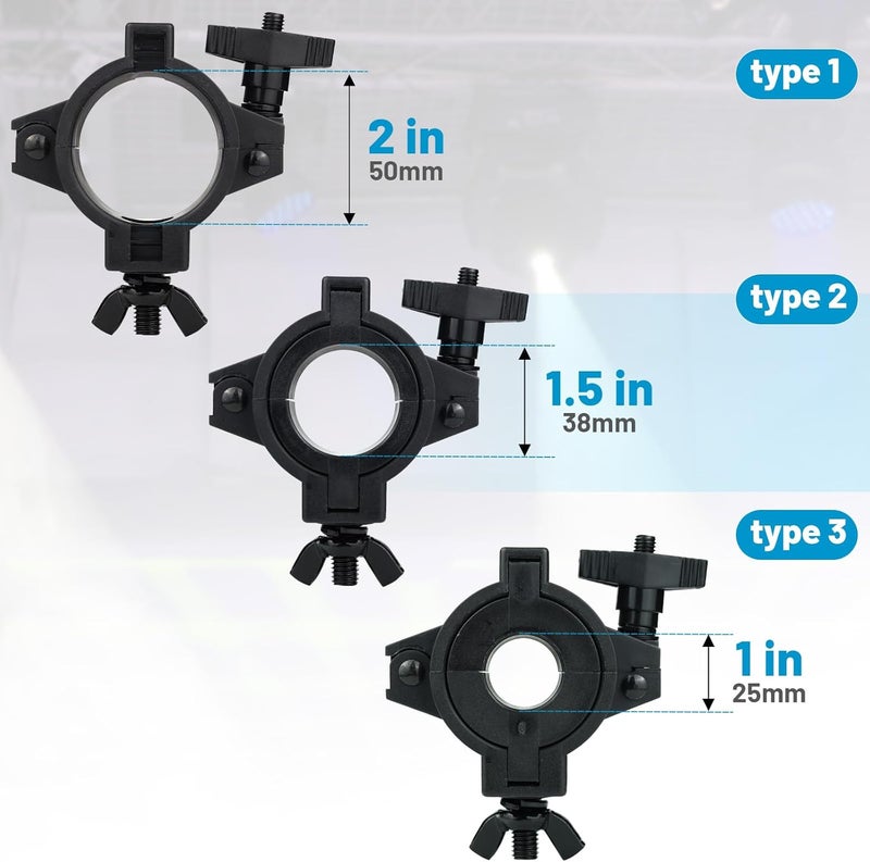 Czgor Stage Light Clamp 5 Pack, 33lb Plastic DJ Light Clamps, Truss for Studio Theater, 1'' Lighting O Clamp Fit 3 Size Pipe Diameter: 25mm 38mm 50mm - Image 4